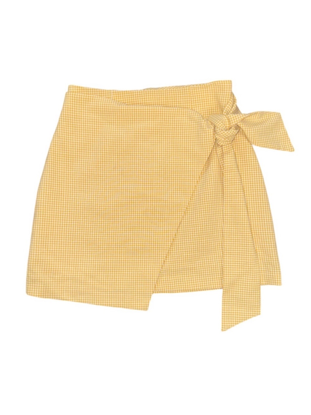 Aritzia Wilfred Yellow Gingham Mini Wrap Skirt, Summer Picnic Fashion